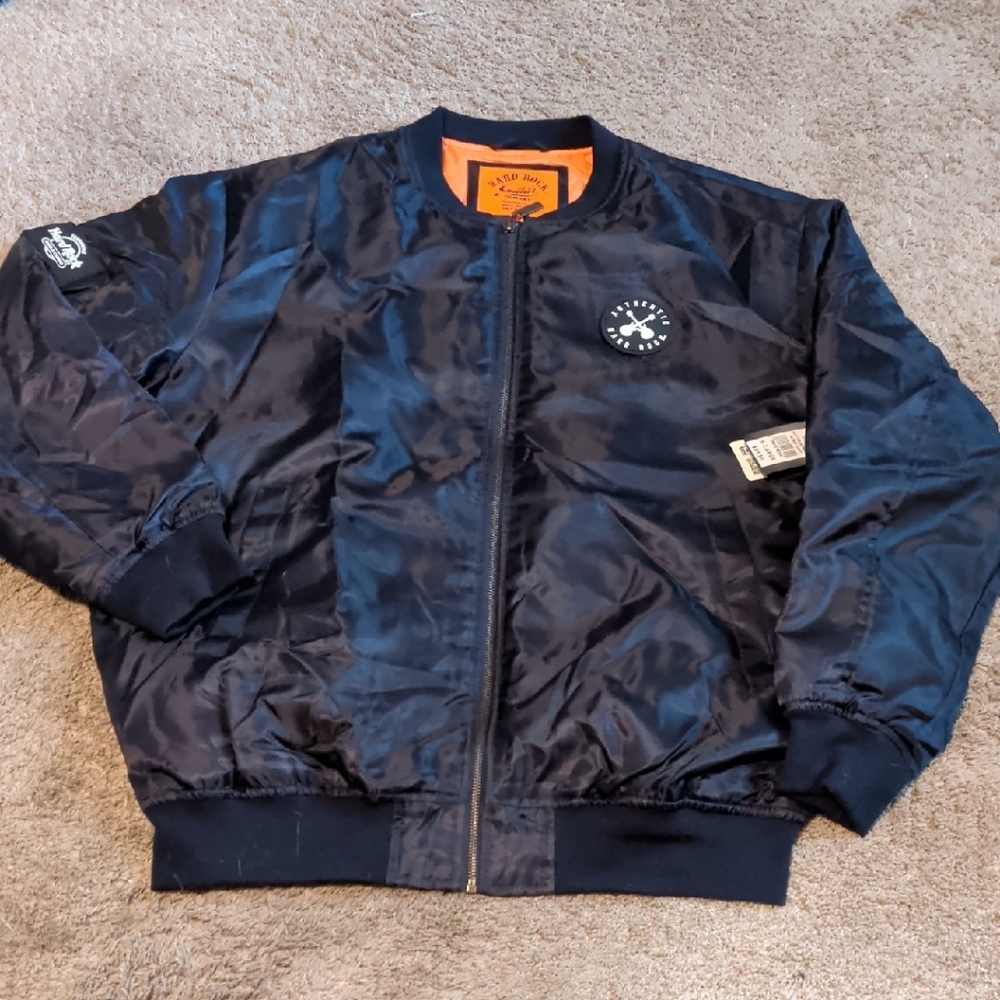 Hard Rock Cafe Black Bomber Jacket NWT New XL